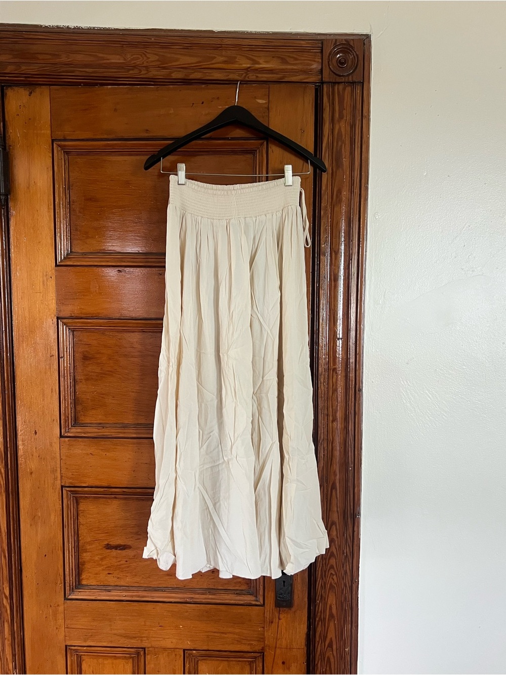 Banana Republic Cream Smocked-Waist Maxi Skirt